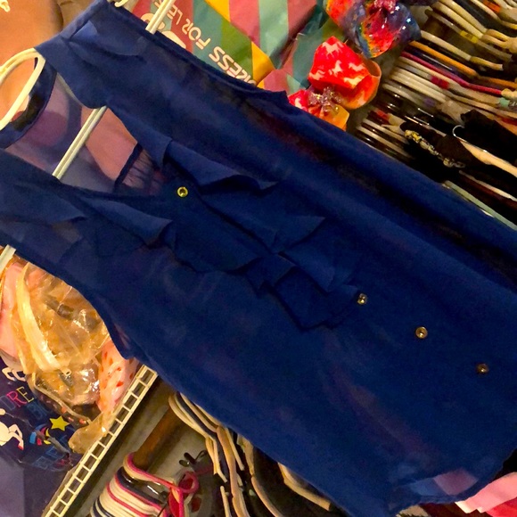 mine Tops - Blue with gold buttons.